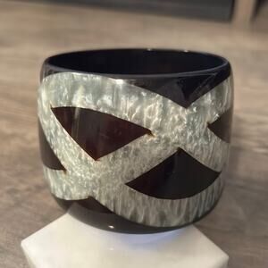 Wide Bracelet #319 Dark Brown with Inlay look